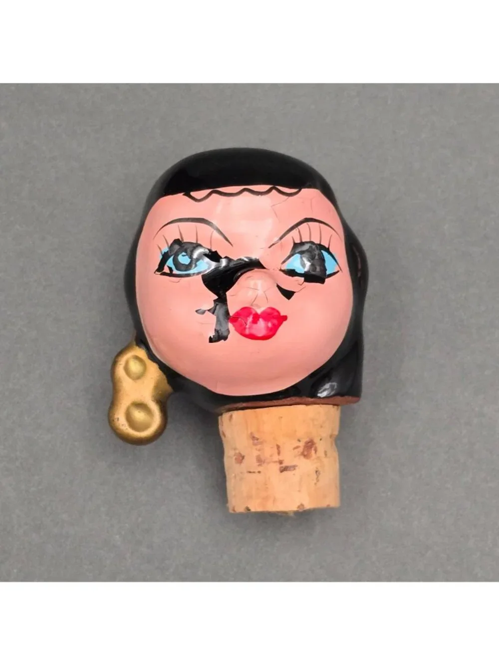 Vintage Rockabilly Sake Decanter Retro Cat Lady Barware Japan 9.5